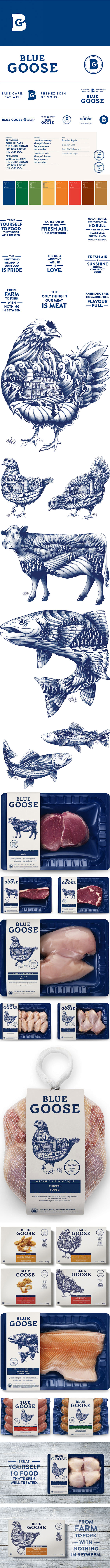 全新蓝色有机肉类食品包装设计 - 视觉同...