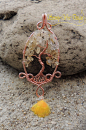 Sun Conure Tree of Life Pendant by SerenityWireDesigns