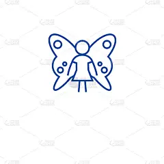 Cute fairy line icon concept. Cute fairy flat  vec