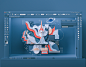 3D blue c4d Interface octane photoshop red