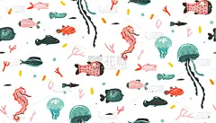 夏天,插画,抽象,动物手,动画片,华丽的,野生动物,壁纸,船,绘制