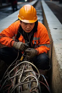 工业下水道施工人物肖像摄影图片
