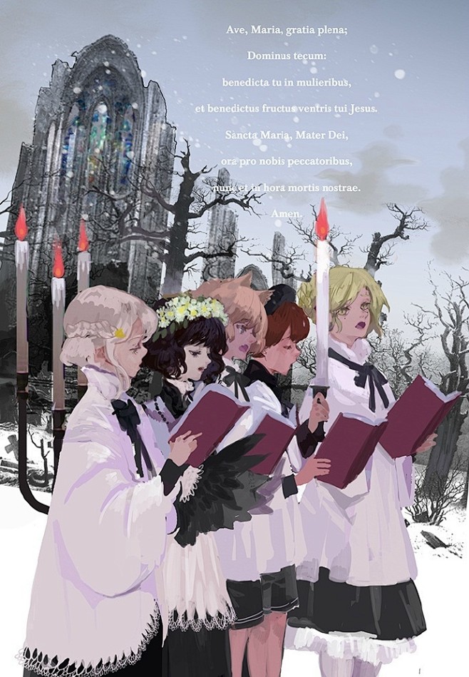 pfrdsch01ffer荒地唱诗班的少年们在冷冽的黎明中歌唱飘荡雪花无法