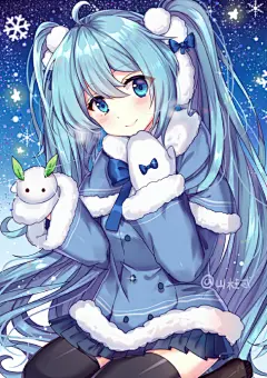 VOCALOID 初音未来 同人图 插画 壁纸 | 冬装 | 半次元-第一中文COS绘画小说社区
