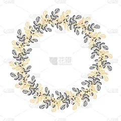 矢量手绘春天花环孤立在白色背景。