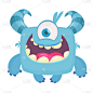 Funny cartoon monster. Vector Halloween illustrati