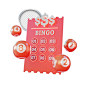 Lottery ticket with a silver dollar sign and bingo words on it