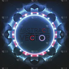 霓虹灯，发光的圆圈在抽象的背景