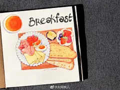 早餐系列来一波
纸：获多福
笔：黑天鹅4.6
✒️：百乐贵妃ef
：荷尔拜因管彩

钢笔淡彩超话#水彩美食##钢笔淡彩##水彩#手帐超话#手绘菜单##绘画##手帐# ​​​​