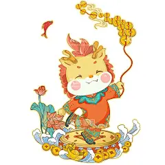 年年有余  - 源文件下载【酷图网】龙年贺卡,卡通龙,生肖龙,龙年年画,龙年IP形象,龙年吉祥物,龙年手绘卡通,龙年红包,龙年海报,龙年插画,可爱卡通龙,龙年国潮,龙年元素,龙年对联,设计,PSD分层素材