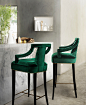 EANDA Bar Chair Modern Design by BRABBU is a velvet upholstered counter stool ideal for a modern home decor.
