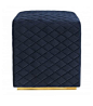 Navy Blue Velvet Square Ottoman Footstool Cris Cross Pattern