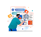 Website testing by software engineer Illustration