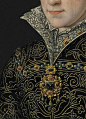 Antonio Mor (c. 1517 - 1577), Portrait of Mary I, Queen of England (1516-1558) in an embroidered dress, detail: 