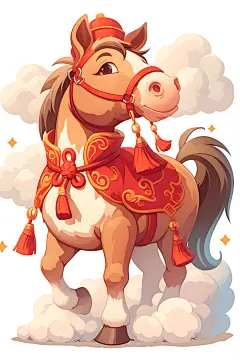 农历马年新年插画图片