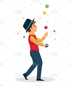 轮流抛接,魔术,马戏团,动画片,可爱的,艺术家,现代,品牌名称,表演