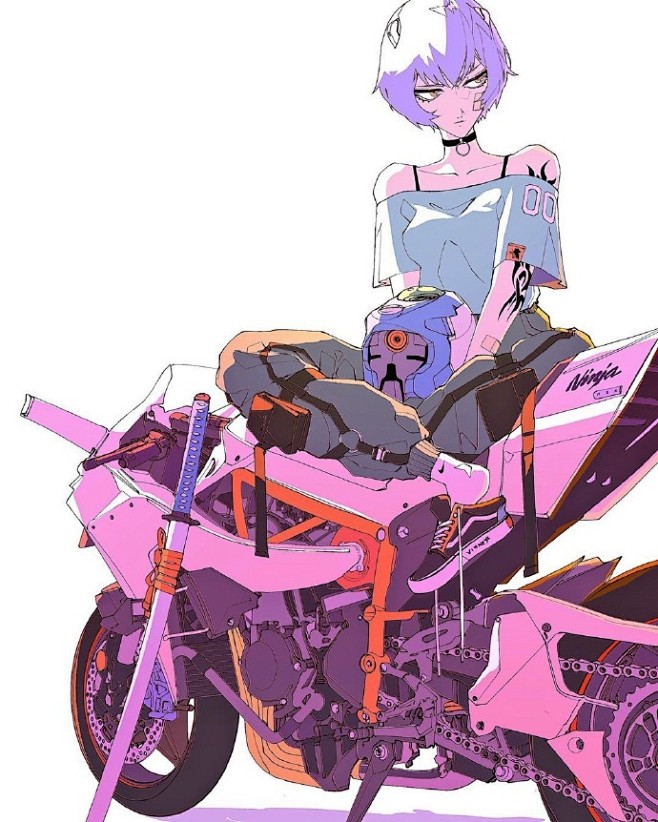 艺术插画丨机车女孩插画师vinne
