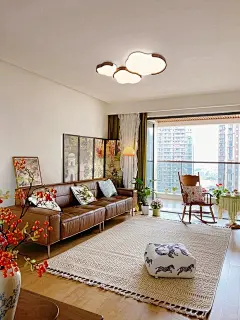 客厅灯吸顶灯中古奶油风云朵卧室房间灯侘寂风复古胡桃色大厅主灯-淘宝网