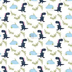 恐龙小孩无缝矢量图案的纺织品印花