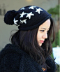 2012冬装新款韩国代购女帽海星图案毛球淑女圣诞女帽帽子多色特