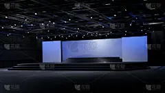 空舞台活动的模型和企业身份。大厅夜光舞台，3D渲染。