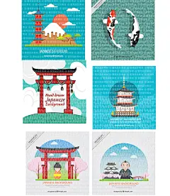 超多日本元素旅行剪纸水彩清新贺卡海报背景人物AI矢量设计素材-淘宝网