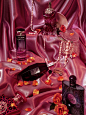 Sinfully good, a Perfume Story : A still life in the style of Dutch Golden Age still ife or Vanitas.  Styled with food, fruits and glassware.