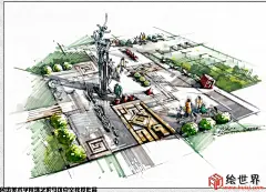 广场手绘效果图