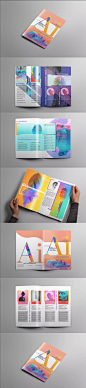 时尚高端简约绚丽AI人工智能画册手册宣传册品牌手册房地产楼书杂志设计模板
