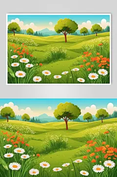 AI数字艺术春季春天风景插画背景图