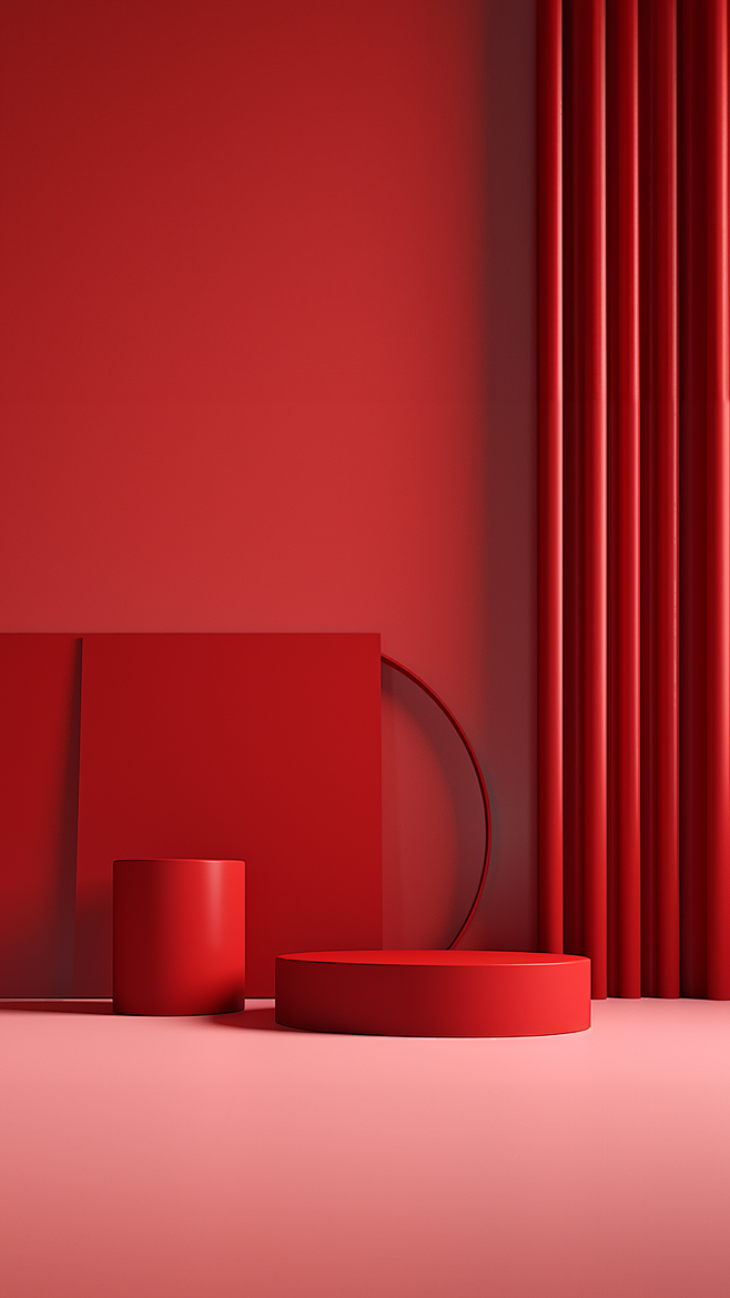 花瓣素材_3D立体三维空间红色背景_19...