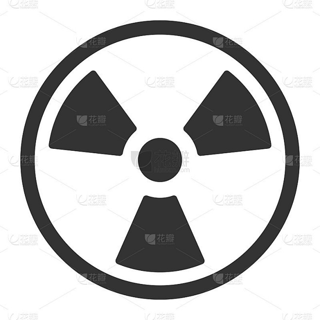 放射性标志图标。核辐射警告信号。原子能标志标签。矢量插图形象。孤立在白色背景上。