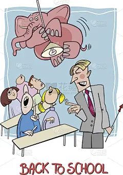 回到学校漫画插图