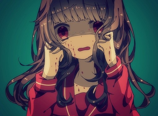 二次元插画猎奇恐怖少女校服水手服