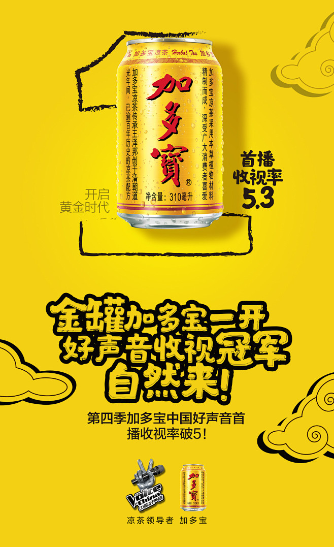 迎新声第四季加多宝中国好声音新媒体微博海报节目直播收视率53冠军