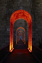 Chaumont Viaduct, France. Lighting design: Jean-François Touchard - Lighting products: iGuzzini illuminazione - Photographed by Didier Boy de la Tour #iGuzzini #Light #Lighting #Red #corridor #color: 