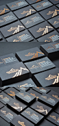 Incapital copper foil black business card : Uses 350GSM K-Colour dark grey textured black card for Incapital with gloss copper foil. 