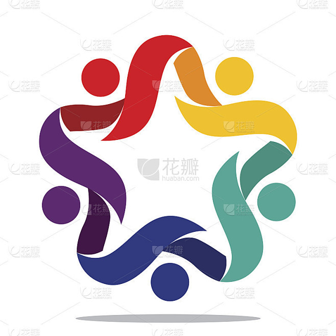 设计图标与集成/合作的概念，适合社区图标，社会团体，或公司。