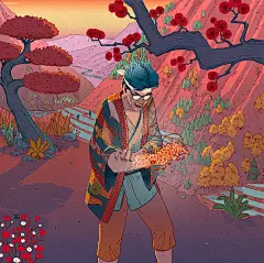 Nicolás Castell 装饰插画欣赏 鱼 装饰插画 色彩 神话 日本 旅行 手绘 