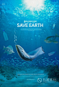 蓝色海水海洋保护地球节能环保爱护动物海报PSD设计素材文件2302-淘宝网