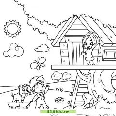 春意盎然的花园要如何画？8张简单迷人的花园风景简笔画！ | 涂色集，涂色画打印大图 : 这里有更多关于绘制春天风景画的细节和技巧:添加云朵: 使用白色或者浅灰色给天空绘制云朵。可以使用圆形刷子或者海绵来轻轻拍打出云朵的形状。注意要让云朵看起来柔和和蓬松。绘制树木: 使用深绿色或者棕色来描绘树木的主干和枝条。可以使用细长的画笔来 春意盎然的花园要如何画？8张简单迷人的花园风景简笔画！