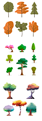 绿色树木树苗植物扁平水彩风格搭配元素图标手绘插画AI矢量素材-淘宝网