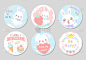 Cute white bunny set - circle