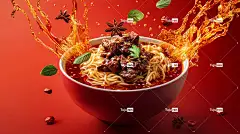 商业摄影美味美食佳肴红烧牛肉面面条辣椒八角葱花