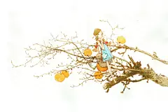 蓝衣服的拇指姑娘-可乐狗_水彩，绘本_涂鸦王国插画