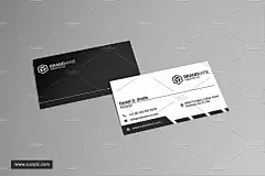 简易黑白色名片模板Simple Black -amp; White Business Card 设计模板 