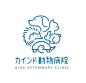 the logo for a veterinary clinic with dogs and cats on it's back side