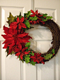 Christmas with Poinsettias by LilacLaneWreaths on Etsy: 