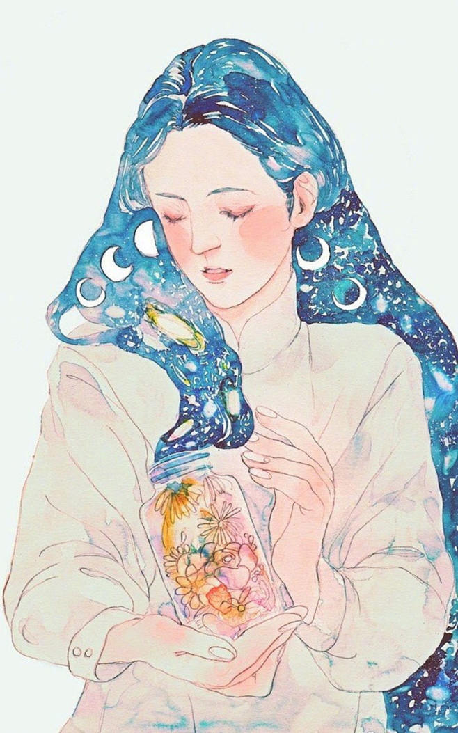 唯美手绘女生图片手机壁纸