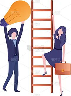 商务,伴侣,楼梯,电灯泡,头像,人,白色背景,高雅,机遇